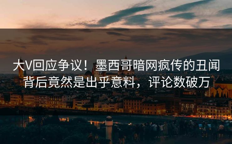 大V回应争议！墨西哥暗网疯传的丑闻背后竟然是出乎意料，评论数破万