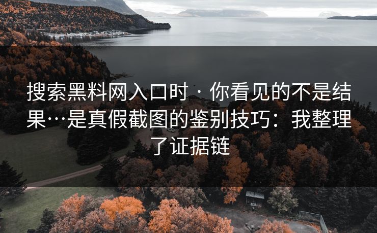 搜索黑料网入口时 · 你看见的不是结果…是真假截图的鉴别技巧：我整理了证据链