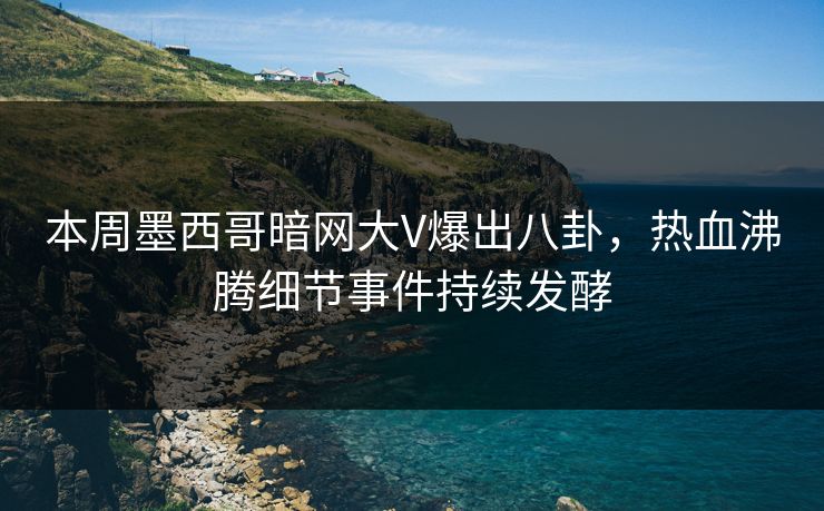 本周墨西哥暗网大V爆出八卦，热血沸腾细节事件持续发酵