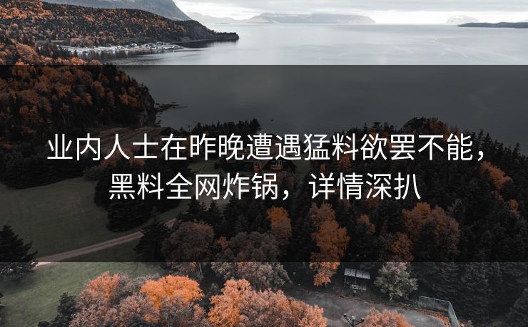 业内人士在昨晚遭遇猛料欲罢不能,黑料全网炸锅,详情深扒 业内人士在昨晚遭遇猛料欲罢不能,黑料全网炸锅,详情深扒