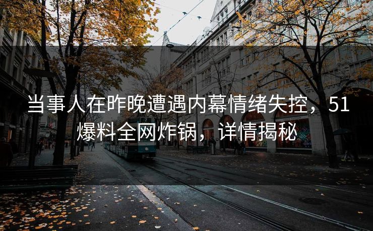 当事人在昨晚遭遇内幕情绪失控，51爆料全网炸锅，详情揭秘