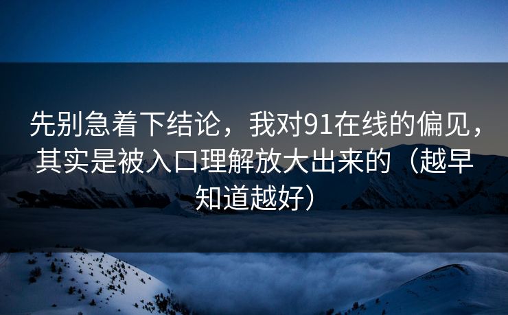 先别急着下结论，我对91在线的偏见，其实是被入口理解放大出来的（越早知道越好）
